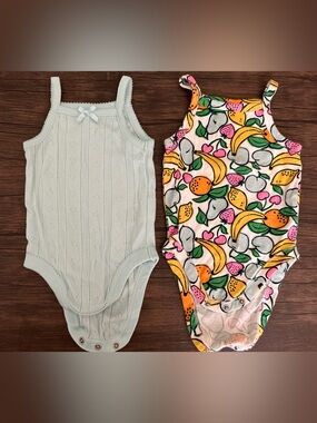 Old Navy Fruit-Print & Mint Knit Baby One-Piece Bodysuits